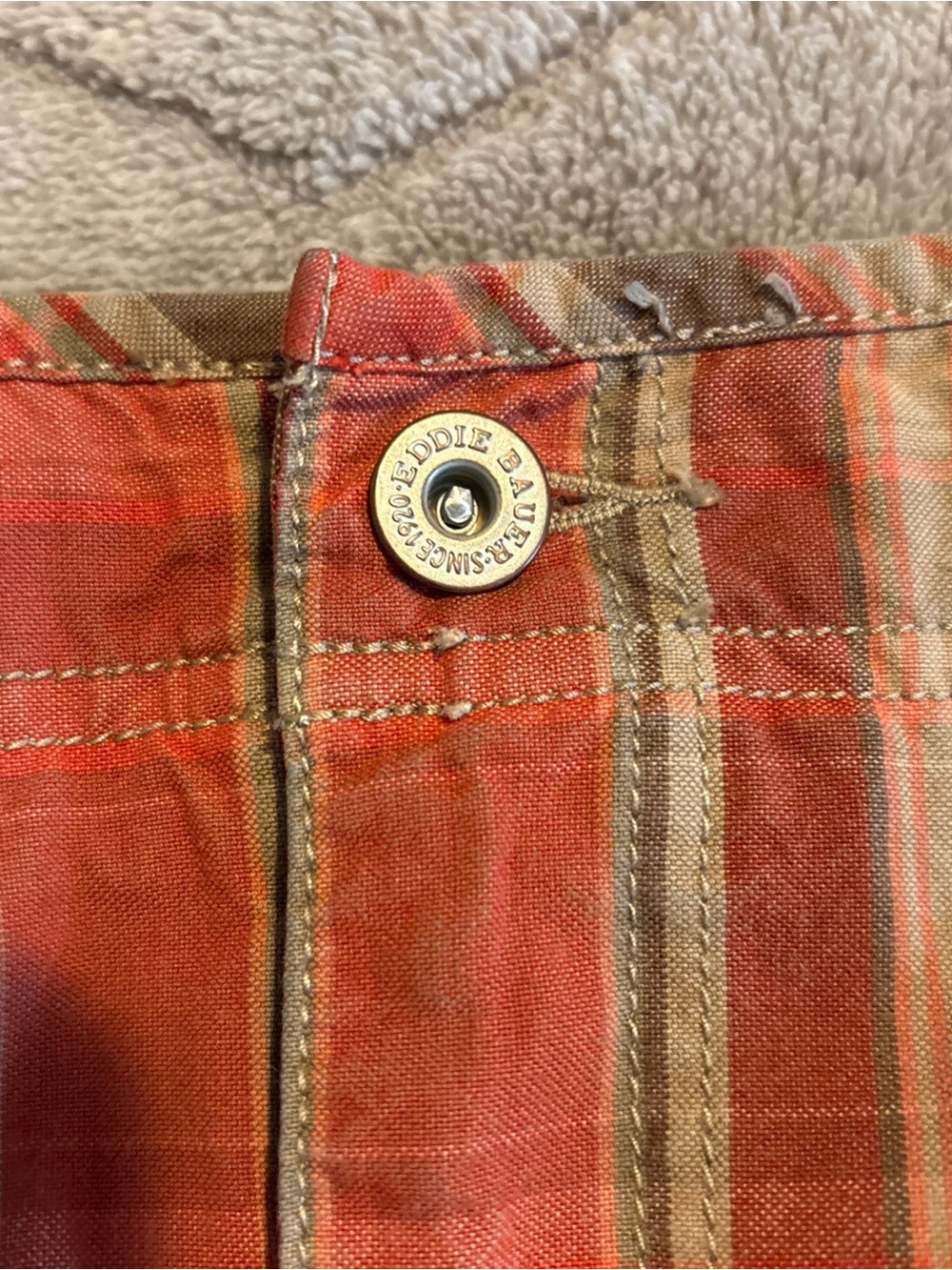 Eddie Bauer Cargo Skirt Womens Orange Green Plaid Cotton Utility Y2K Gorpcore - Picture 6 of 9